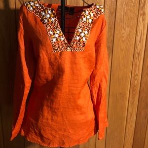 Embellished V-Neck Tunic Top